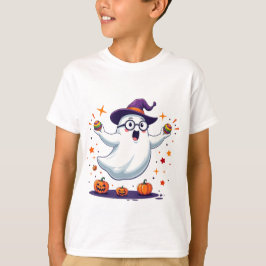 Camiseta Fantasma Fofo com Abóboras Halloween