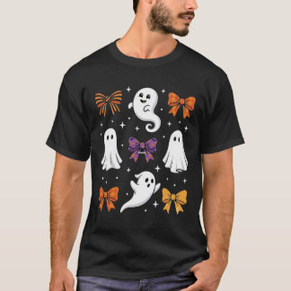 Camiseta Fantasma Fofo com Laços Design de Halloween_1