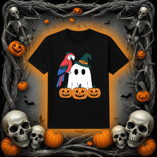 Camiseta Fantasma Fofo com Papagaio Pirata de Halloween