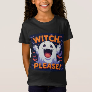 Camiseta Fantasma Fofo Diz Bruxa Por Favor Diversão de Hall