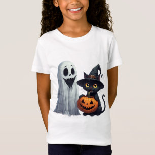 Camiseta Fantasma Fofo Gato Preto E Abóbora Reunidos 👻