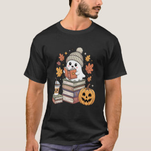 Camiseta Fantasma Fofo Leitores de Livros de Outono Caem po