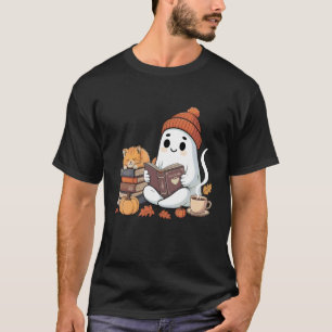 Camiseta Fantasma Fofo Leitores de Livros Fofos Dia das Bru