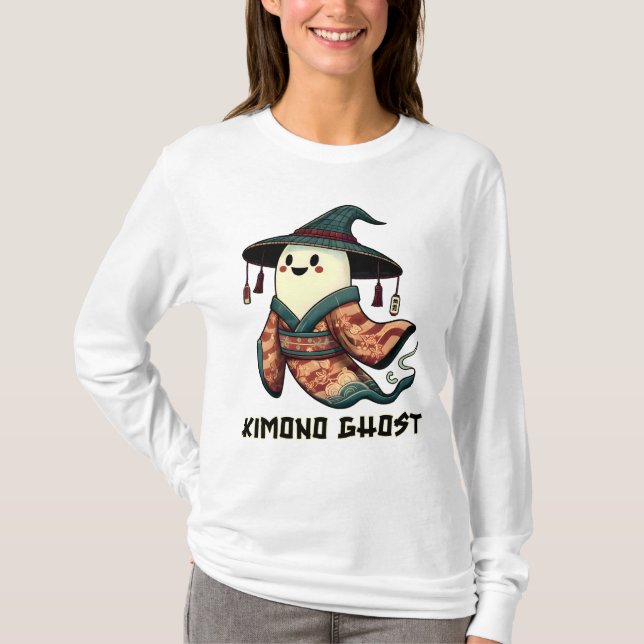 Camiseta Fantasma Kimono - Truque ou travessura - Sanduíche (Frente)