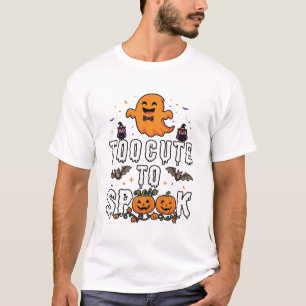 Camiseta Fantasma Laranja de Halloween Morcego Abóboras Mui