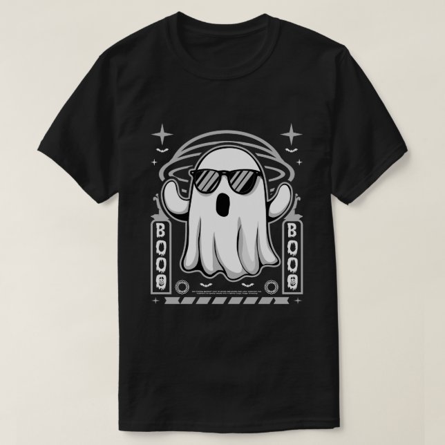 Camiseta Fantasma legal com óculos de sol assustador Boo Ha (Frente do Design)