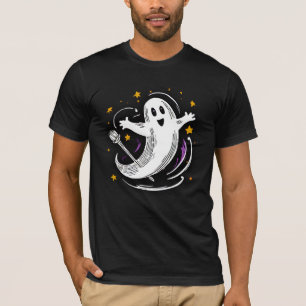 Camiseta Fantasma Mágico Dançante Cute Vassoura Estrelas Ha