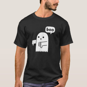 Camiseta Fantasma Polegar para Baixo Gritando Boo Desaprova
