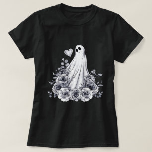 Camiseta Fantasma Romântico com Rosas Estética Assustadora