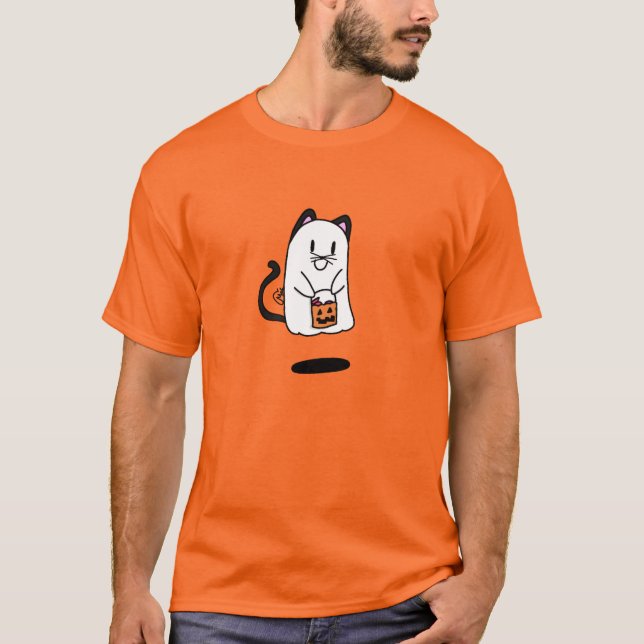 Camiseta fantasma se vestindo como gato para o Dia das Brux (Frente)