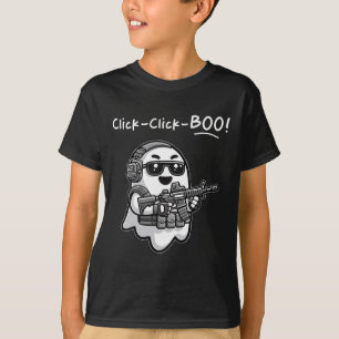 Camiseta Fantasma Tático Engraçado Clique em Boo Halloween