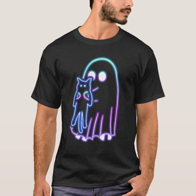 CAMISETA FANTASMA TOMAR GATO NEON HALLOWEEN (Frente)