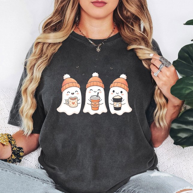 Camiseta Fantasmagóricos Fantasmas de Halloween com Bebidas (Criador carregado)