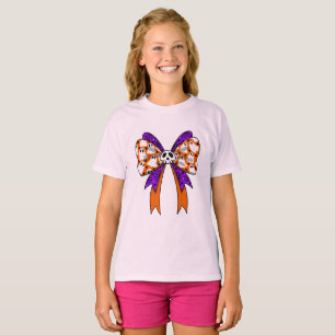 Camiseta Fantasmagóricos retrô fofos Halloween laranja roxo