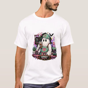 Camiseta Fantasmas Barista Morto de Cansaço Precisa de Café