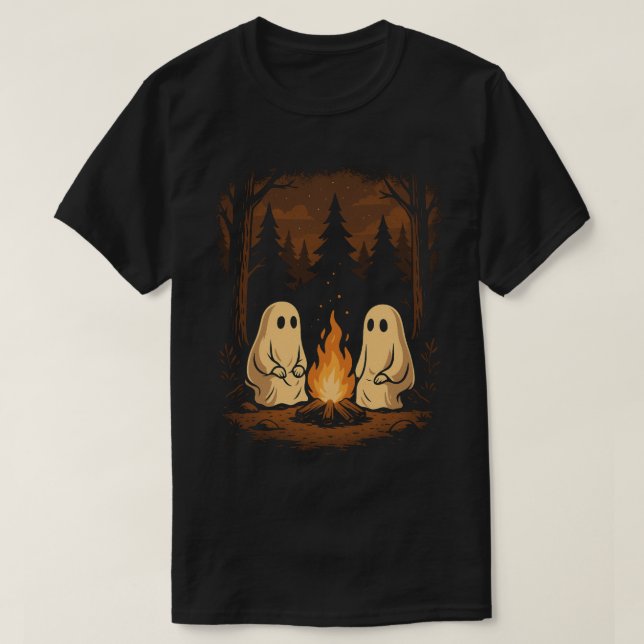 Camiseta Fantasmas bonitos ao redor do Halloween de Campfir (Frente do Design)