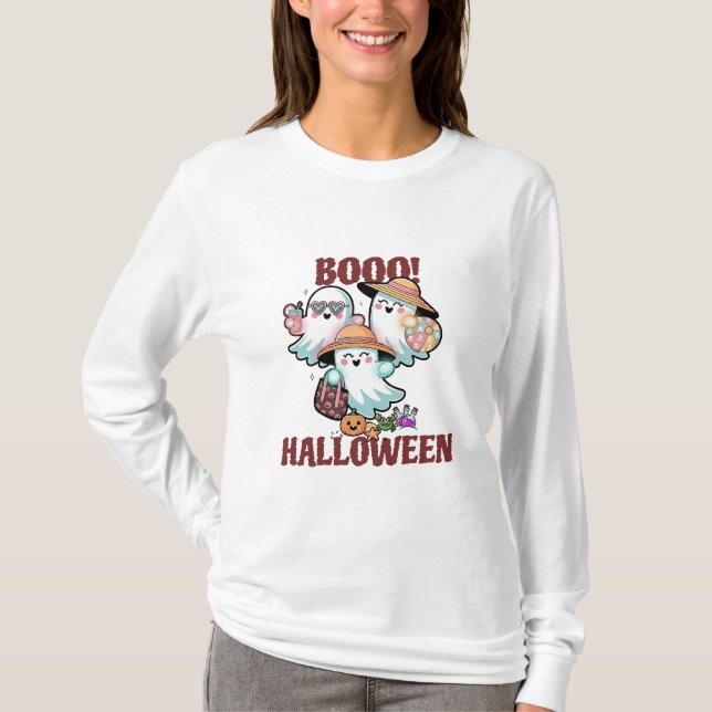 Camiseta Fantasmas bonitos Boo Halloween T-Shirt (Frente)