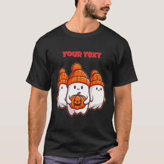 Camiseta Fantasmas bonitos do Dia das Bruxas com Pumpkin e