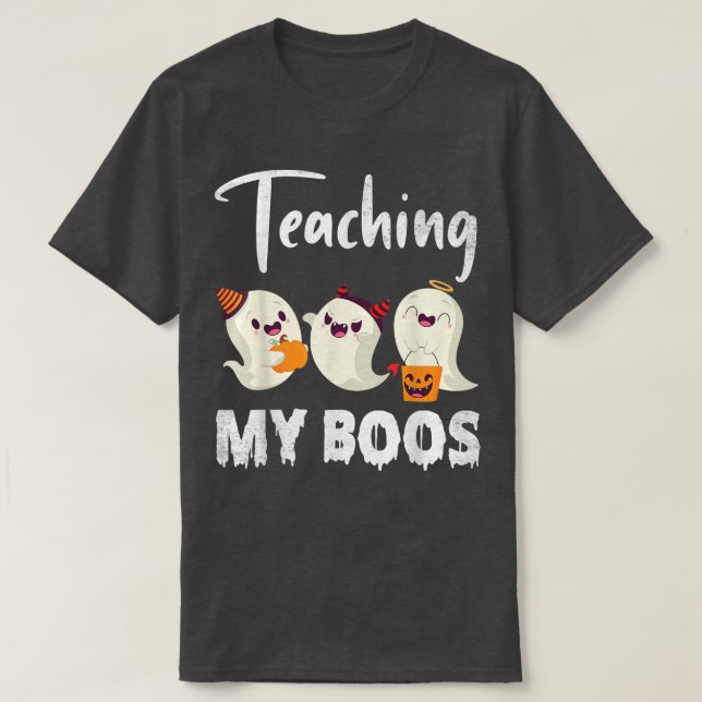 Camiseta Fantasmas Candy Corns Pumpkin Light Halloween Teac (Frente do Design)