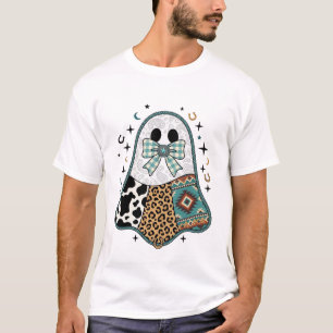 Camiseta Fantasmas de Cowboy Western no Halloween Xadrez Ar