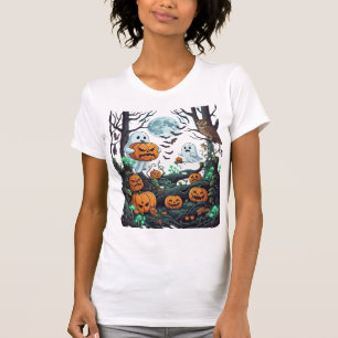 Camiseta Fantasmas de Halloween Abóboras Assustadoras Coruj