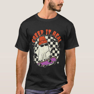Camiseta Fantasmas de Halloween Esqueletos Skateboarding Re