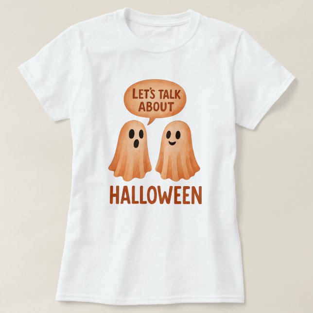 Camiseta Fantasmas Discutindo Halloween (Frente do Design)