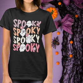 Camiseta Fantasmas e flores bonitas do Halloween surpreende
