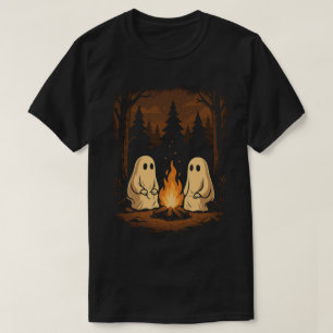 Camiseta Fantasmas Fofos ao Redor da Fogueira de Halloween