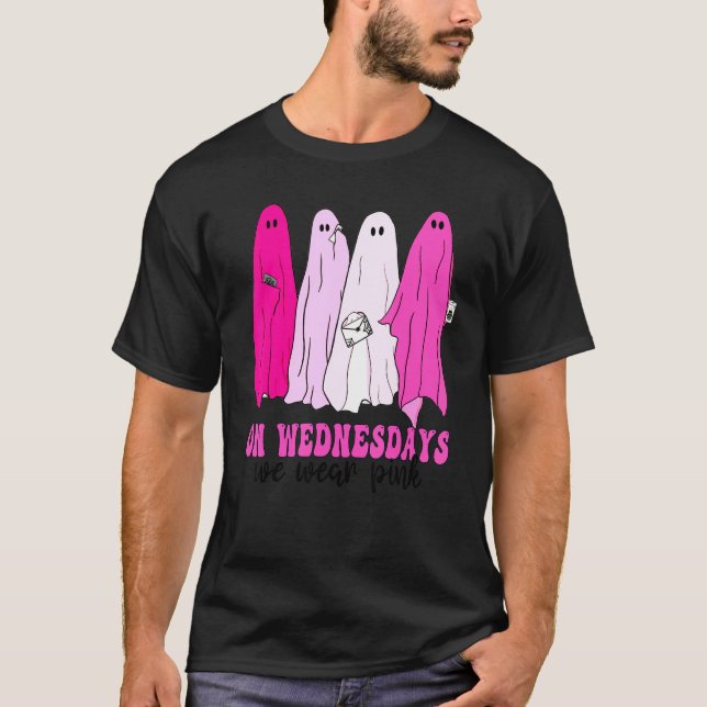 Camiseta Fantasmas Halloween Média Ghouls Rosa Fantasma Ves (Frente)