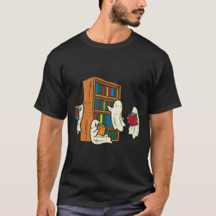 Camiseta Fantasmas Lendo Livros Professor Halloween Bibliot
