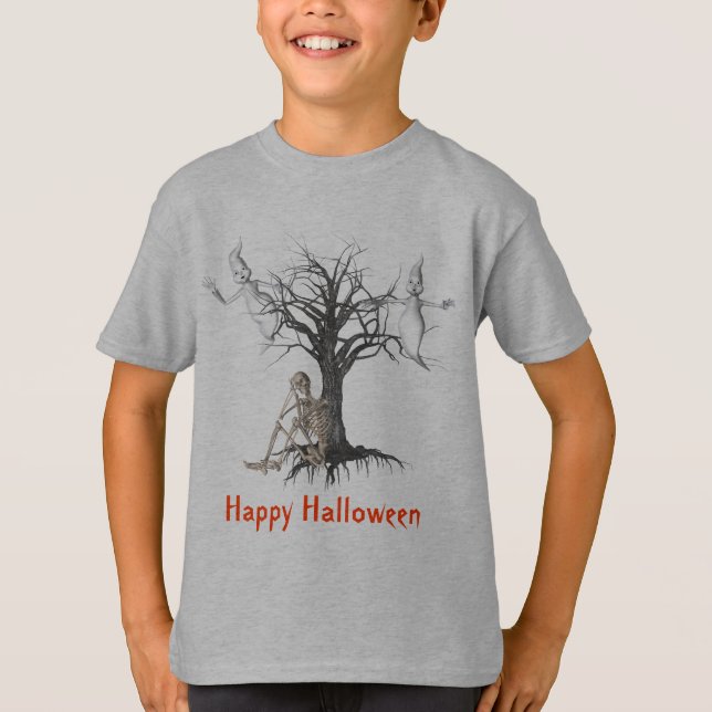 Camiseta Fantasmas Skeleton Cute Halloween (Frente)