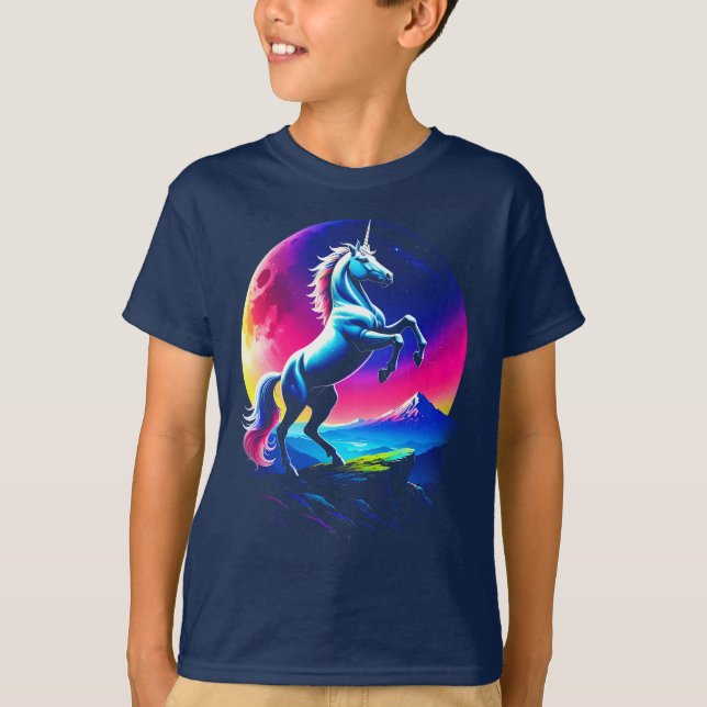 Camiseta Fantastical Colorful Unicorn Wilderness Boy's (Frente)