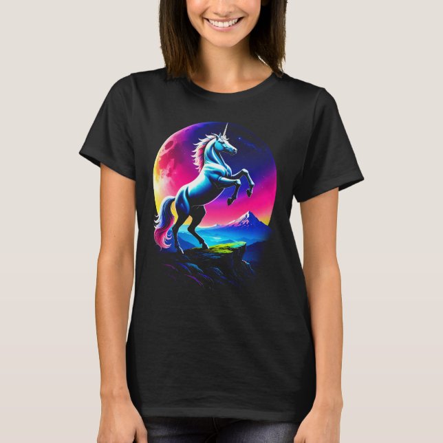 Camiseta Fantastical Colorful Unicorn Wilderness Women's (Frente)