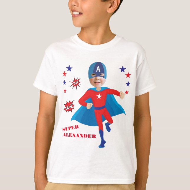 Camiseta Fantástico americano Super Herói Boy Birthday Trem (Frente)