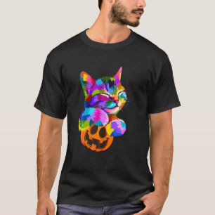 Camiseta Fantástico Gato Bonito Fato de Halloween Gato Hug