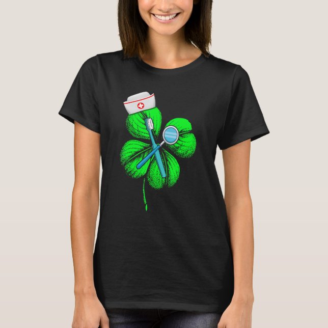 Camiseta Fantástico Saint Patrick S Day Dentist Shamrock Ho (Frente)