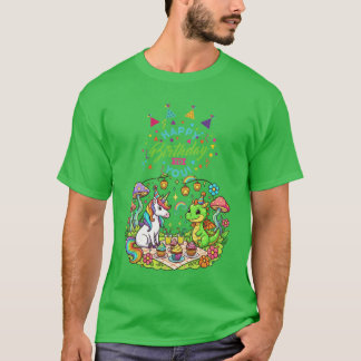 Camiseta Fantástico Unicórnio de Aniversário e Dragão Mágic