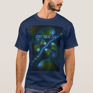 Camiseta Fantasy Abstrato Azul Verde Amarelo Texto Fractal