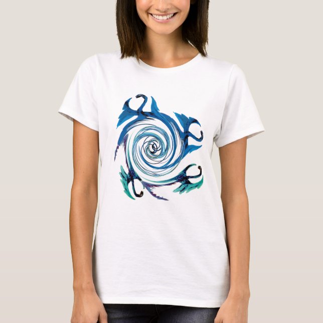 Camiseta Fantasy Animal Blue Dragon Swirl (Frente)