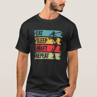 Camiseta Fantasy Baseball Dizendo Comer Sleep Draft Repetir