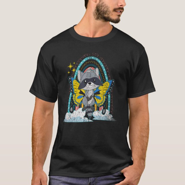 Camiseta Fantasy Butterfly Rainbow Trash Panda Forest Anima (Frente)