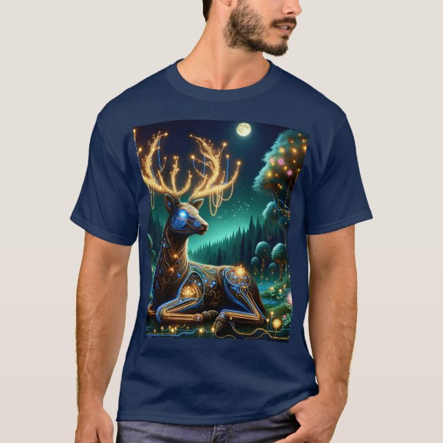 Camiseta Fantasy Cute Cyber Stag Forest (Frente)