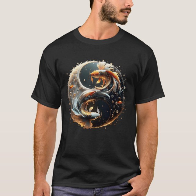 Camiseta Fantasy Cute Koi Yin Yang (Frente)