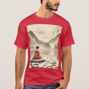 Camiseta Fantasy Cute Lake Flowers Girl