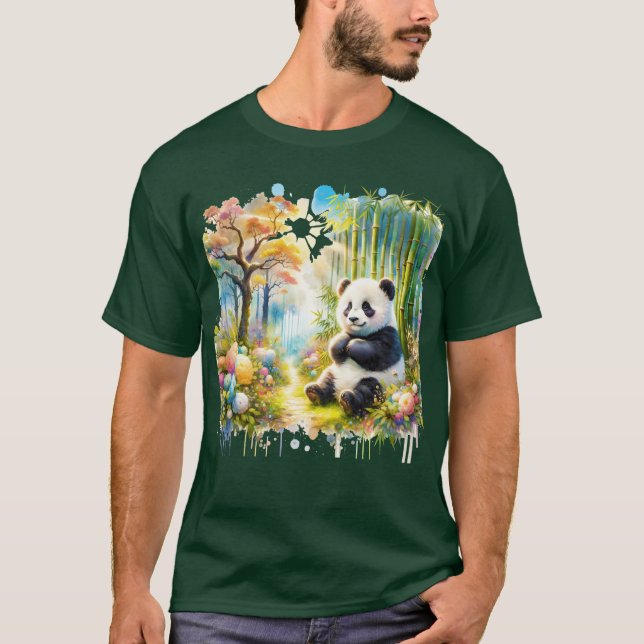 Camiseta Fantasy Cute Panda Bamboo Forest (Frente)