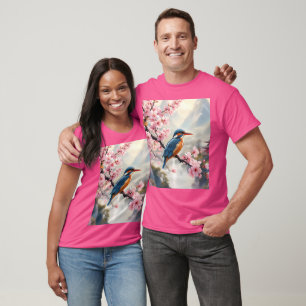 Camiseta Fantasy Cute Sakura Bird Blue
