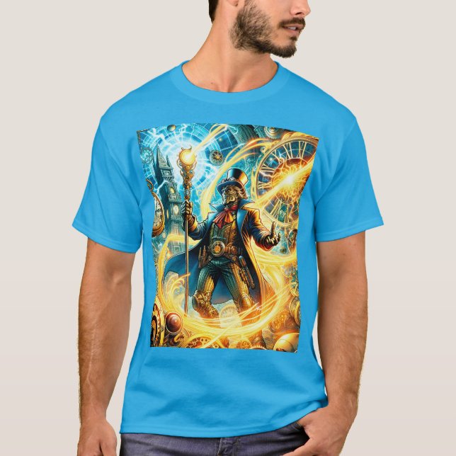 Camiseta Fantasy Cute Steampunk Time Wizard (Frente)
