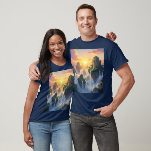 Camiseta Fantasy Cute Sunset Islands Waterfall