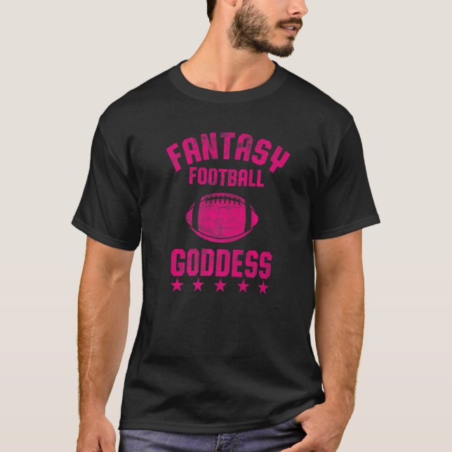 Camiseta Fantasy Deusa de Futebol Mulher, Cute Draft Party (Frente)